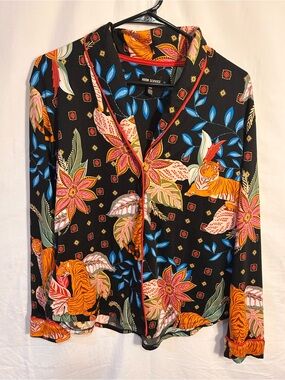 Room Service Black Floral & Tiger Print Pajama Top